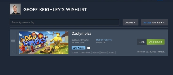 Игроки предполагают, что Джефф Кили добавил Half-Life 3 в свой вишлист Игроки предполагают, что Джефф Кили добавил Half-Life 3 в свой вишлист