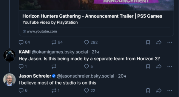 Шрайер: до релиза Horizon 3 ещё далеко &mdash; почти вся студия занята Horizon Hunters Gathering