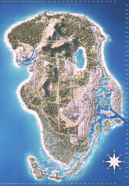 GTA 6 подробную карту городов, пляжей и гор показали