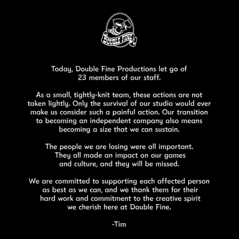 Double Fine уволила 23 сотрудника