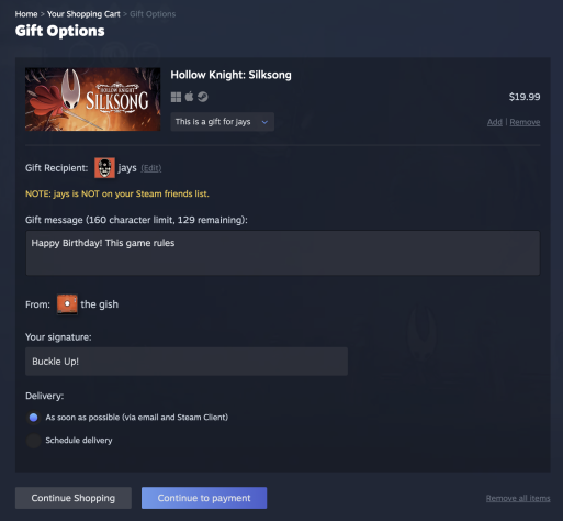 Valve улучшила вишлисты и упростила покупку подарков в Steam