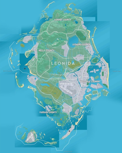 GTA 6 реальную утекшую карту с несколькими городами показали